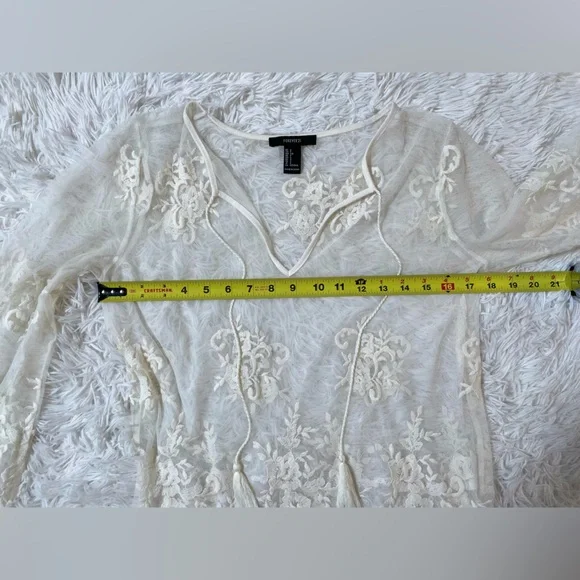 Forever 21 Whimsigoth Y2K Fairy Boho Festival Ethereal Western Resort Lace Top S - Picture 6 of 9